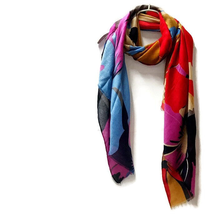 Huge Multicolour Flowers Scarf