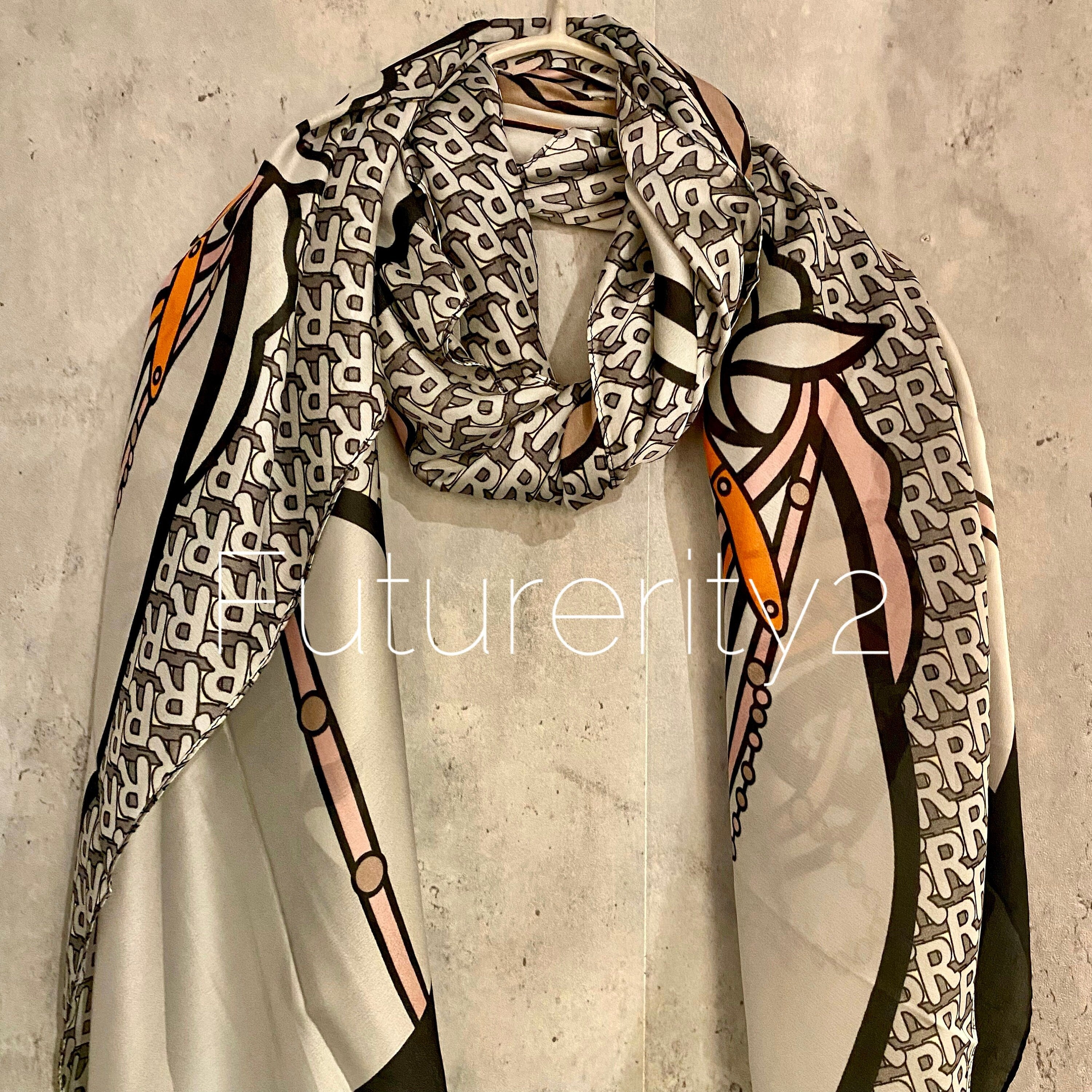 Beautifully handcrafted Unicorn Pattern Grey Silk Blend Scarf