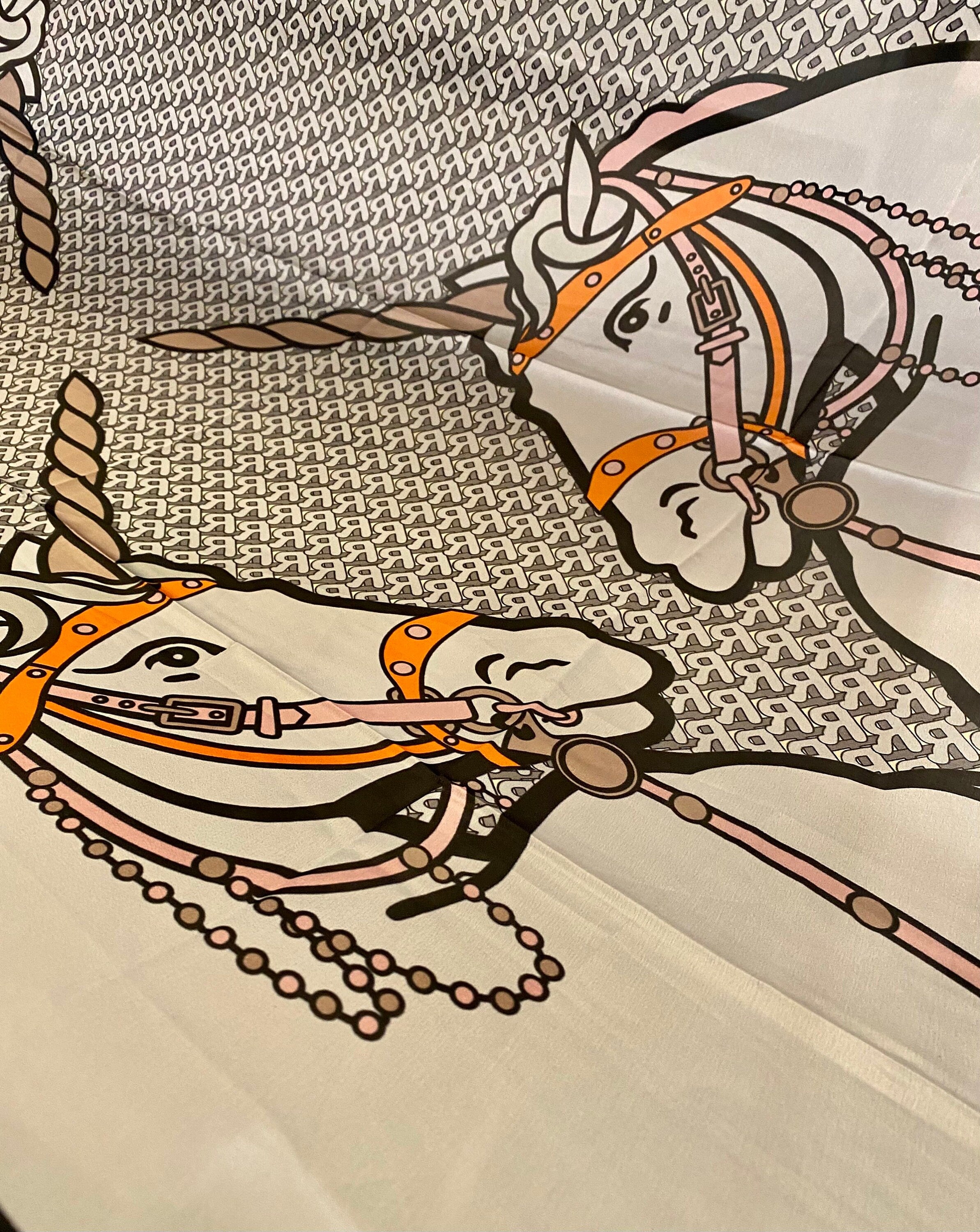 Beautifully handcrafted Unicorn Pattern Grey Silk Blend Scarf