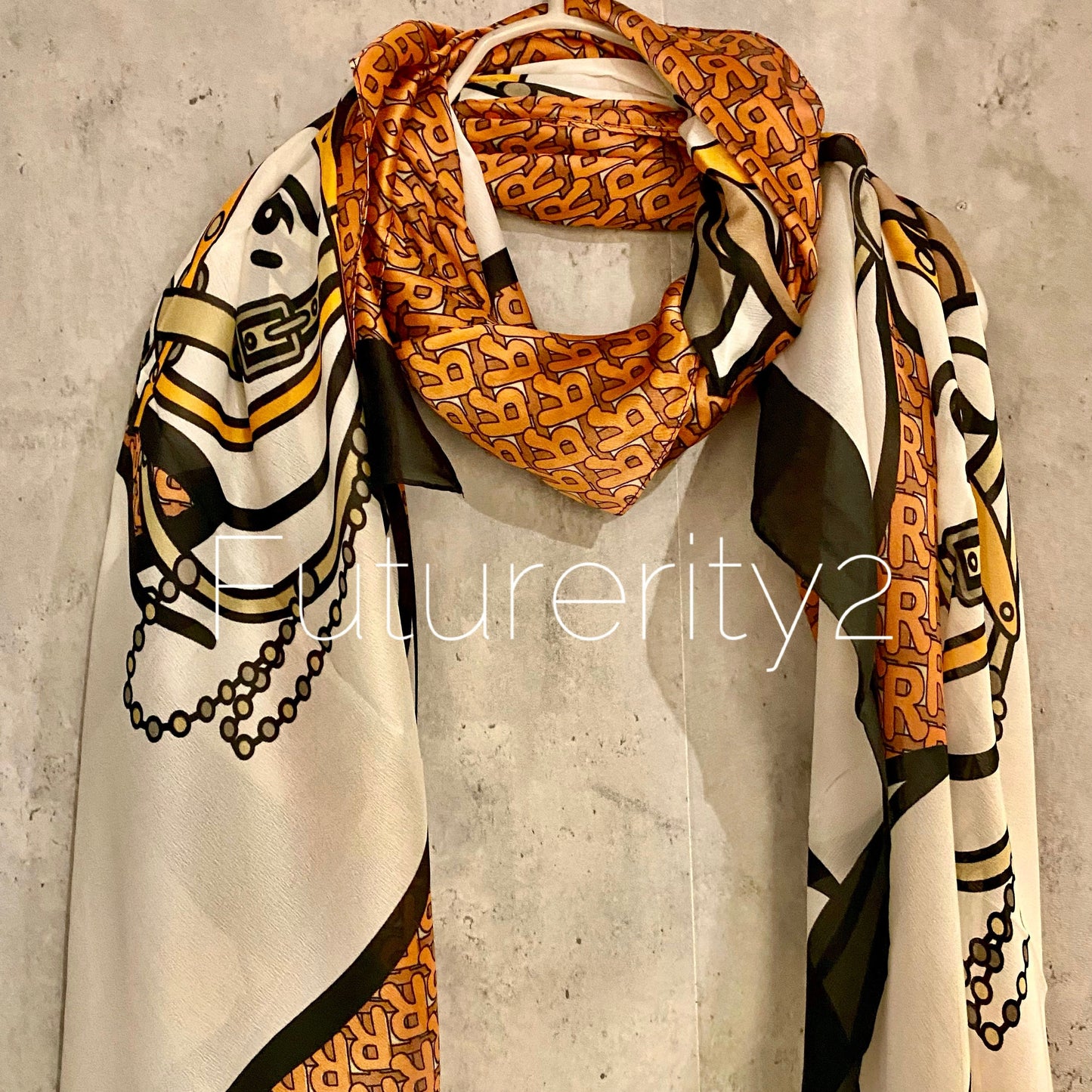 Beautifully handcrafted Unicorn Pattern Brown Silk Blend Scarf