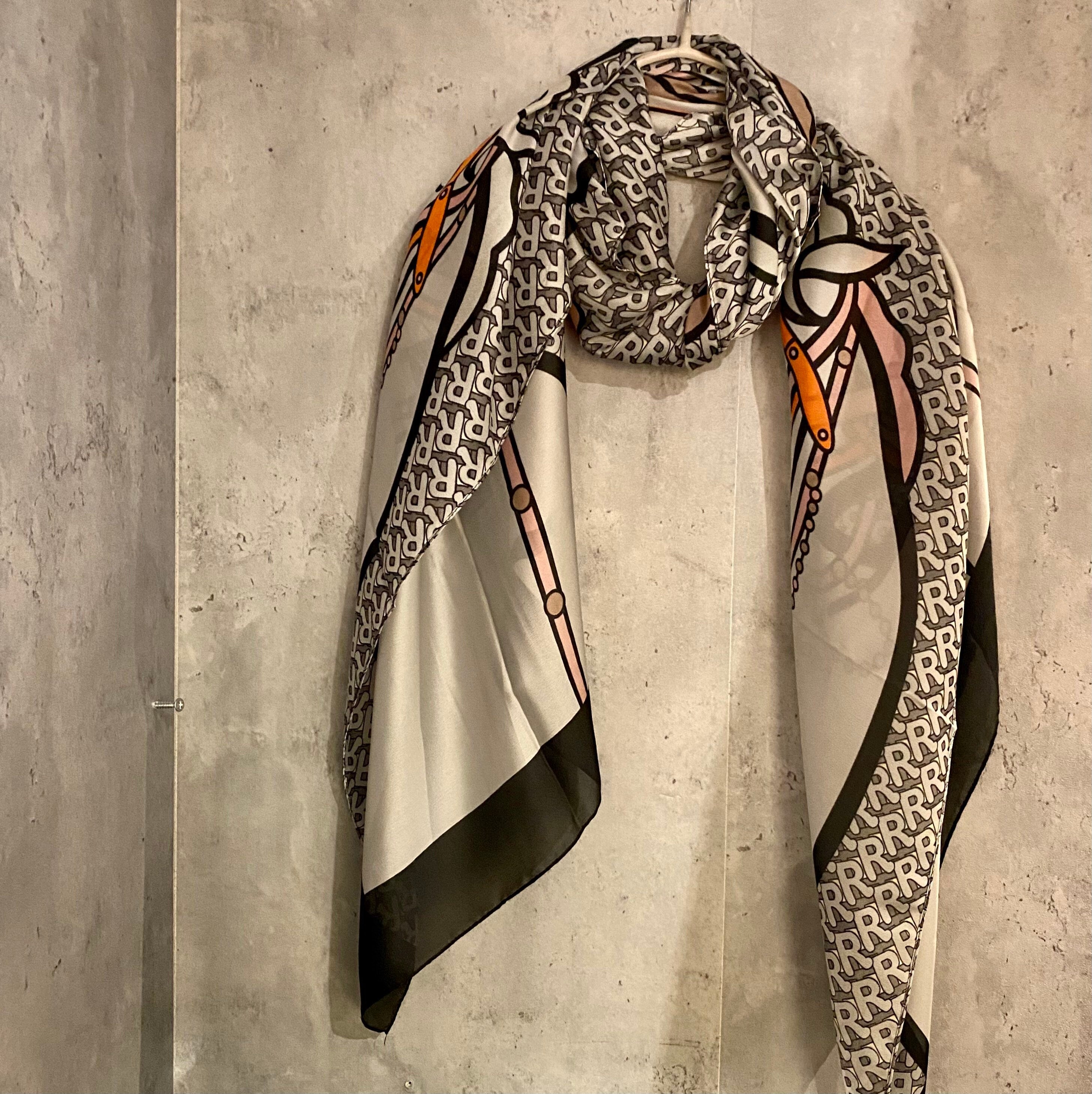 Beautifully handcrafted Unicorn Pattern Grey Silk Blend Scarf