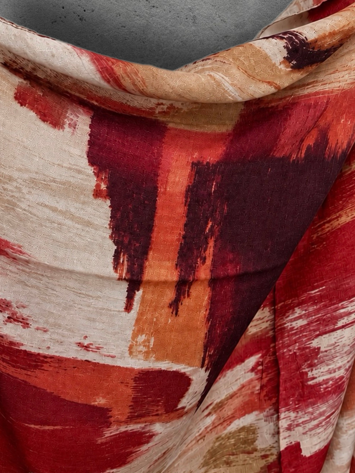 Red Burgundy and Beige Brushstroke Autumn Winter Scarf