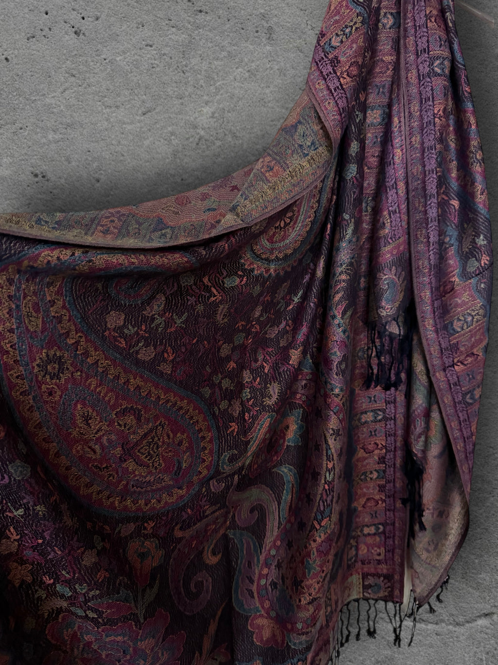 Deep Purple Paisley Autumn Winter Scarf