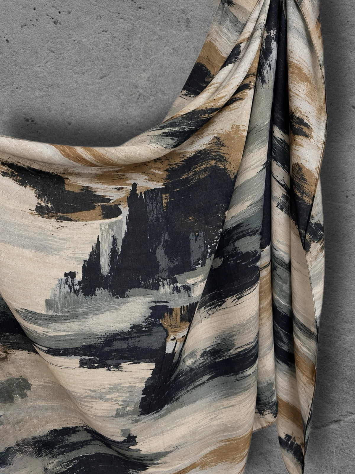 Black Beige Camel Brushstroke Autumn Winter Scarf