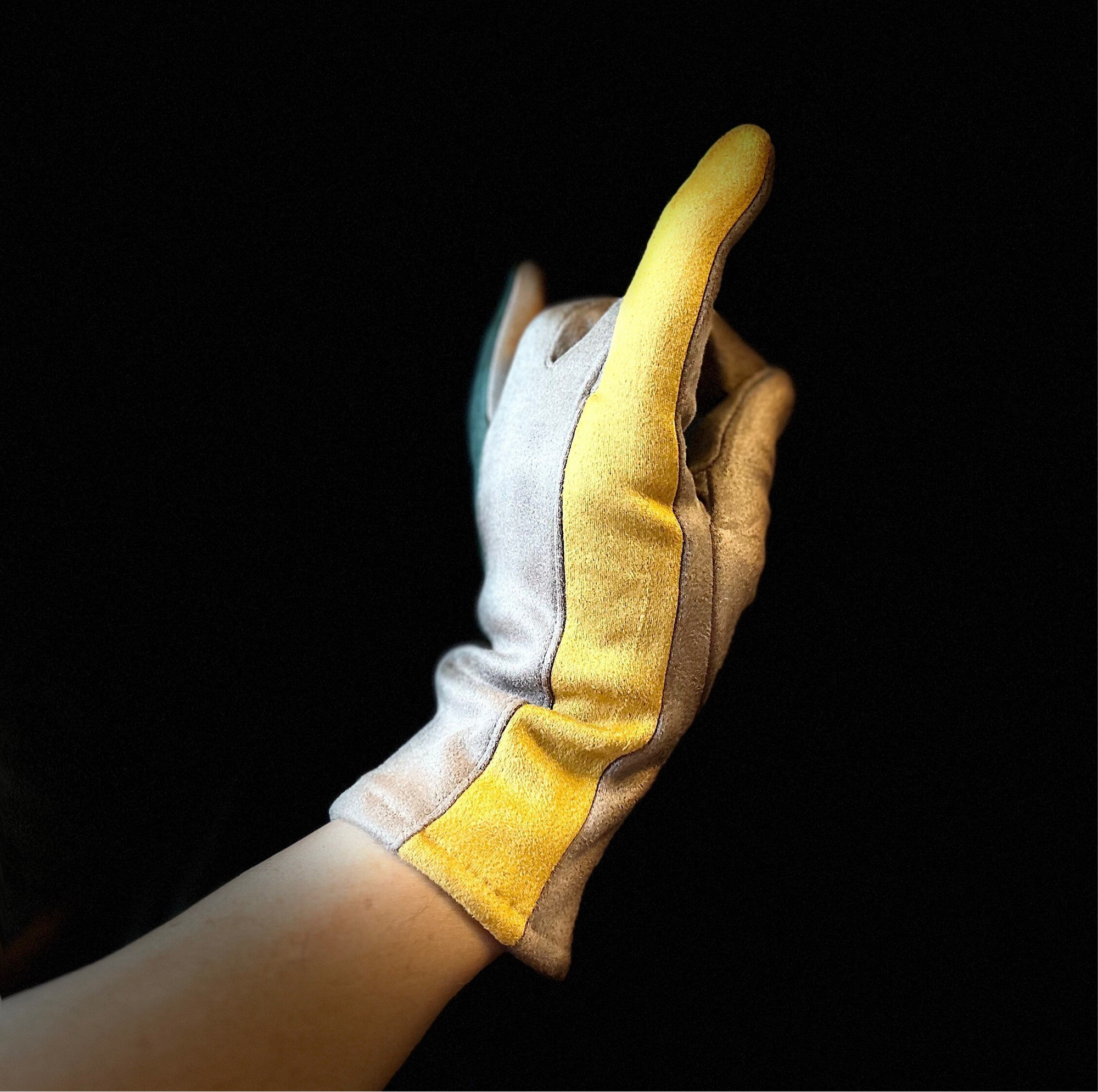 The Tri-Color Glove in Grey,Yellow and Green