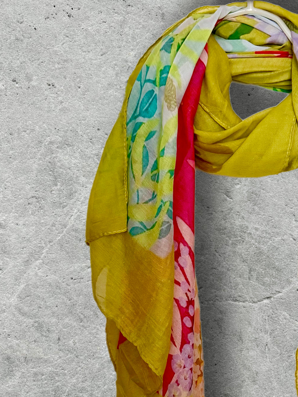 Spring Florals Summer Yellow Scarf for Women,Elegant Lightweight Cotton Shawl