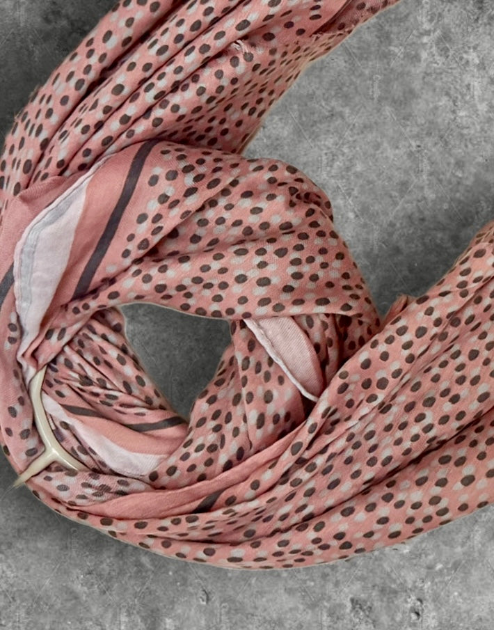 Pink Small Polka Dot Cotton Scarf for Women,Soft Lightweight Summer Shawl