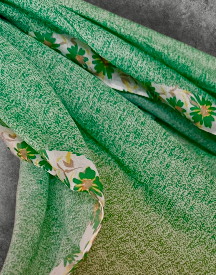 Green Floral Lightweight Cotton Scarf,Summer Wrap for Women
