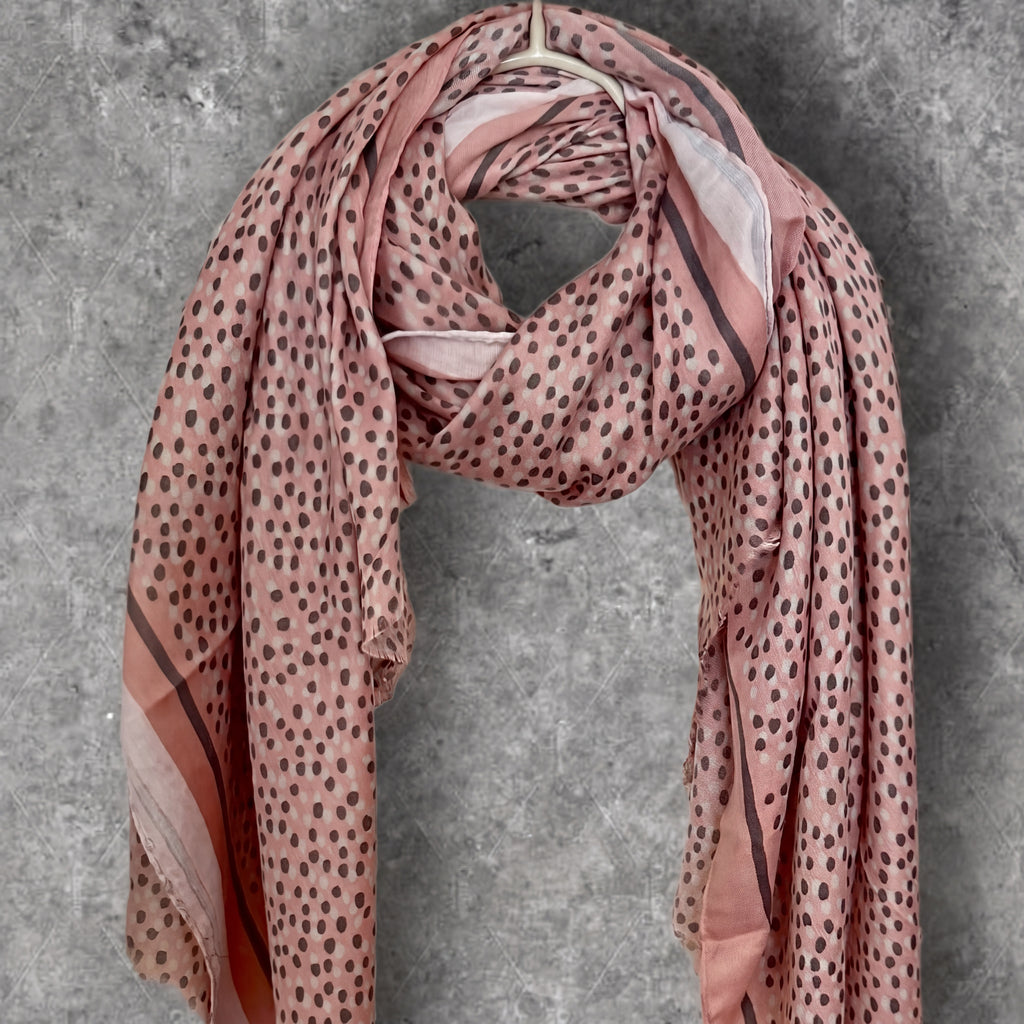 Pink Small Polka Dot Cotton Scarf for Women,Soft Lightweight Summer Shawl