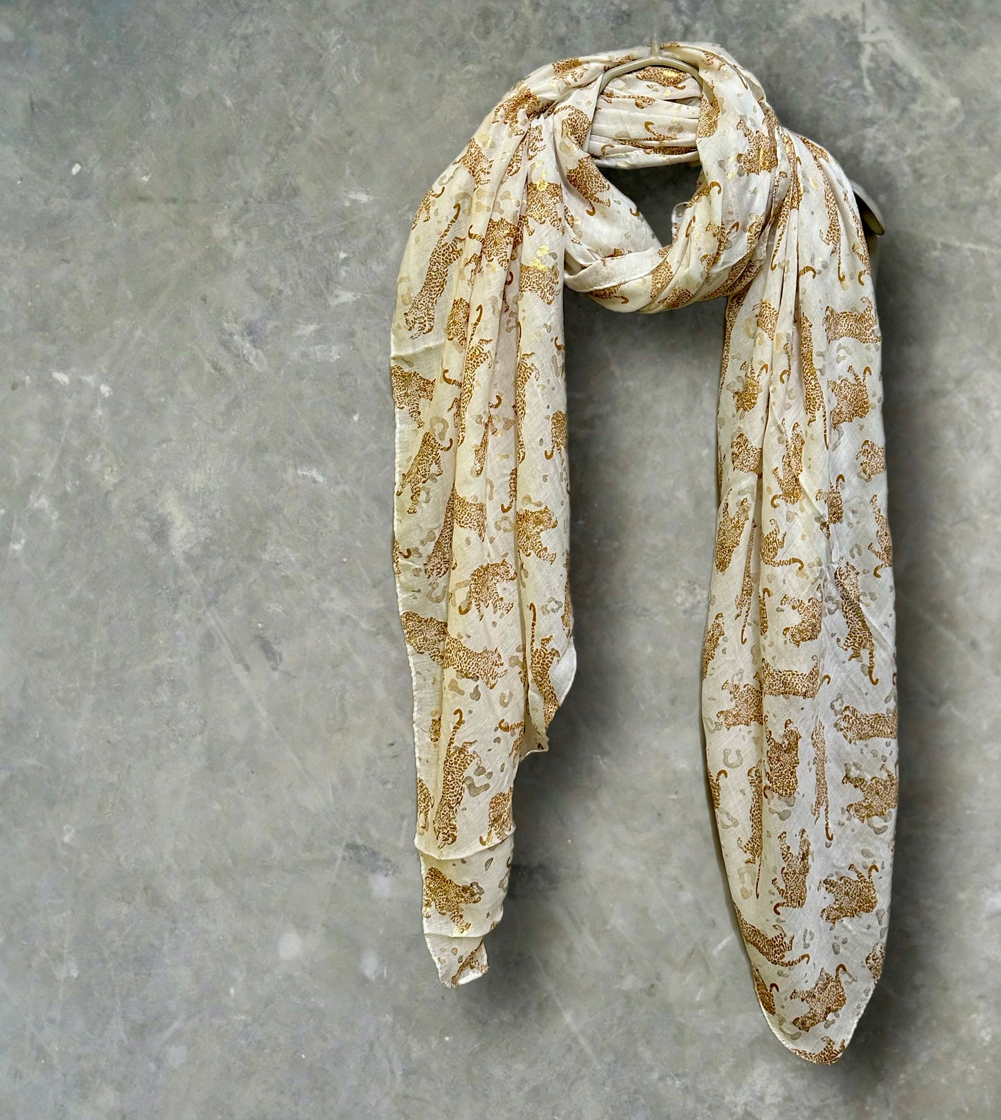 Light Brown classic leopards print off white scarf for women,perfect for any season and great gifts for her,mother,birthday and Christmas