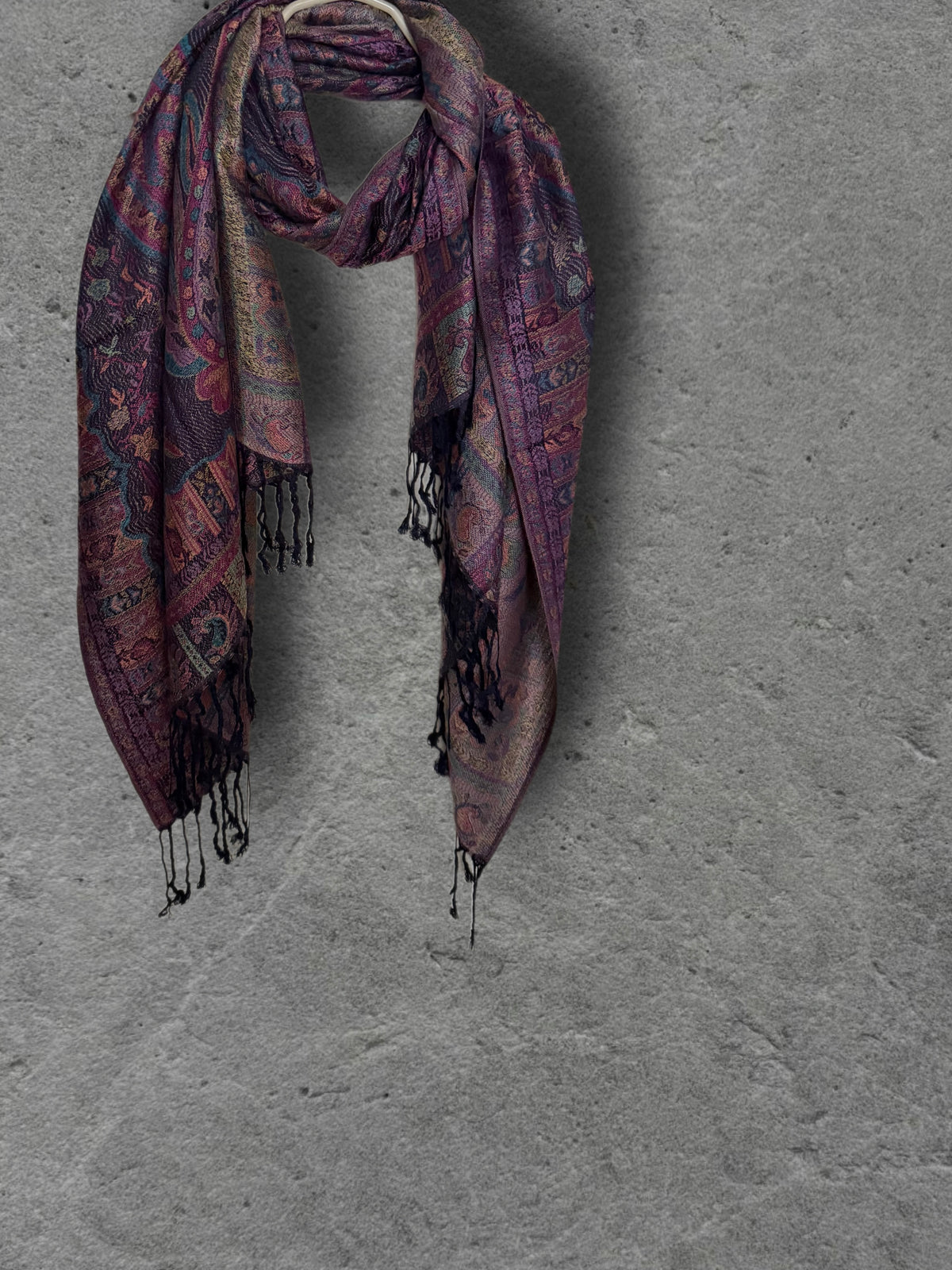 Deep Purple Paisley Autumn Winter Scarf
