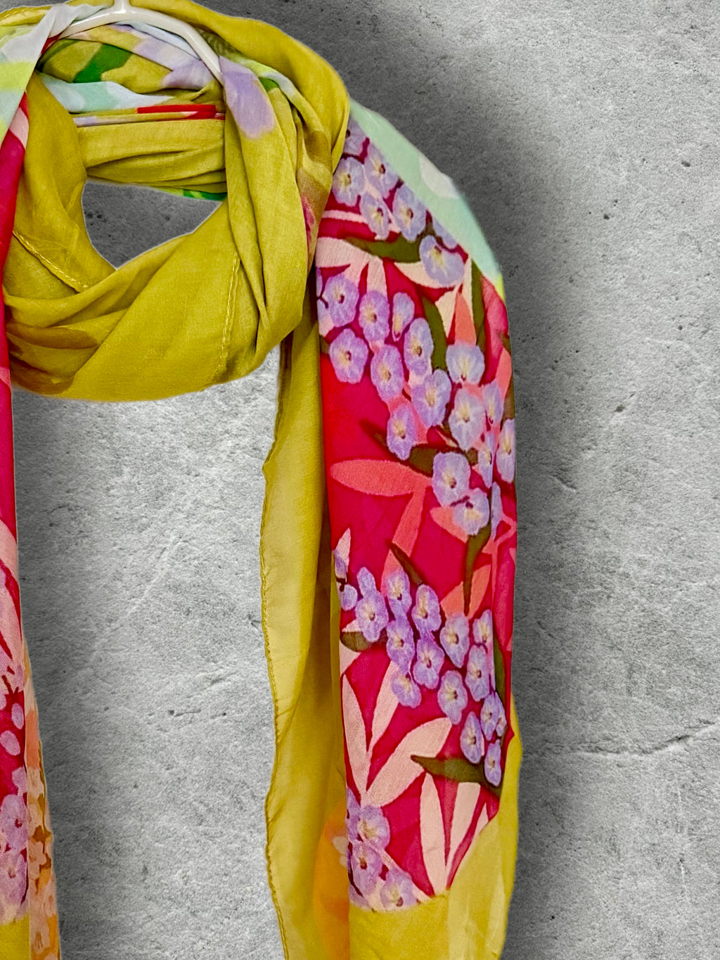 Spring Florals Summer Yellow Scarf for Women,Elegant Lightweight Cotton Shawl
