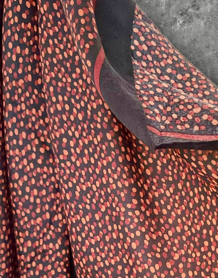 Red Black Polka Dot Cotton Scarf,Elegant Lightweight Shawl Wrap for Women