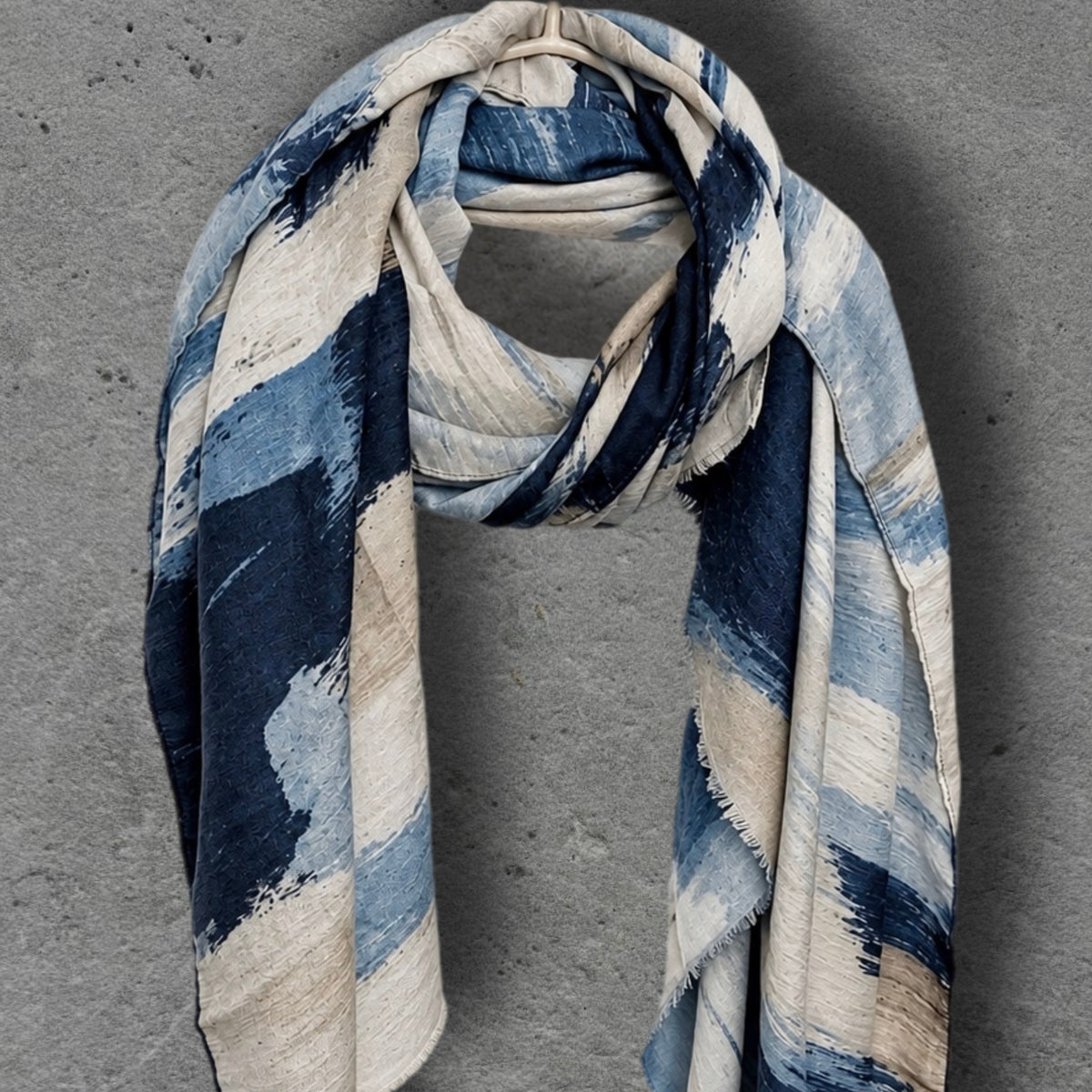 Navy Blue Abstract Brushstroke Winter Scarf