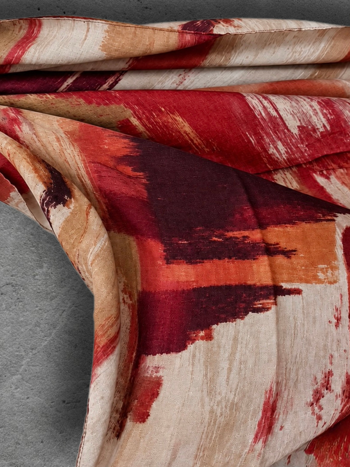 Red Burgundy and Beige Brushstroke Autumn Winter Scarf