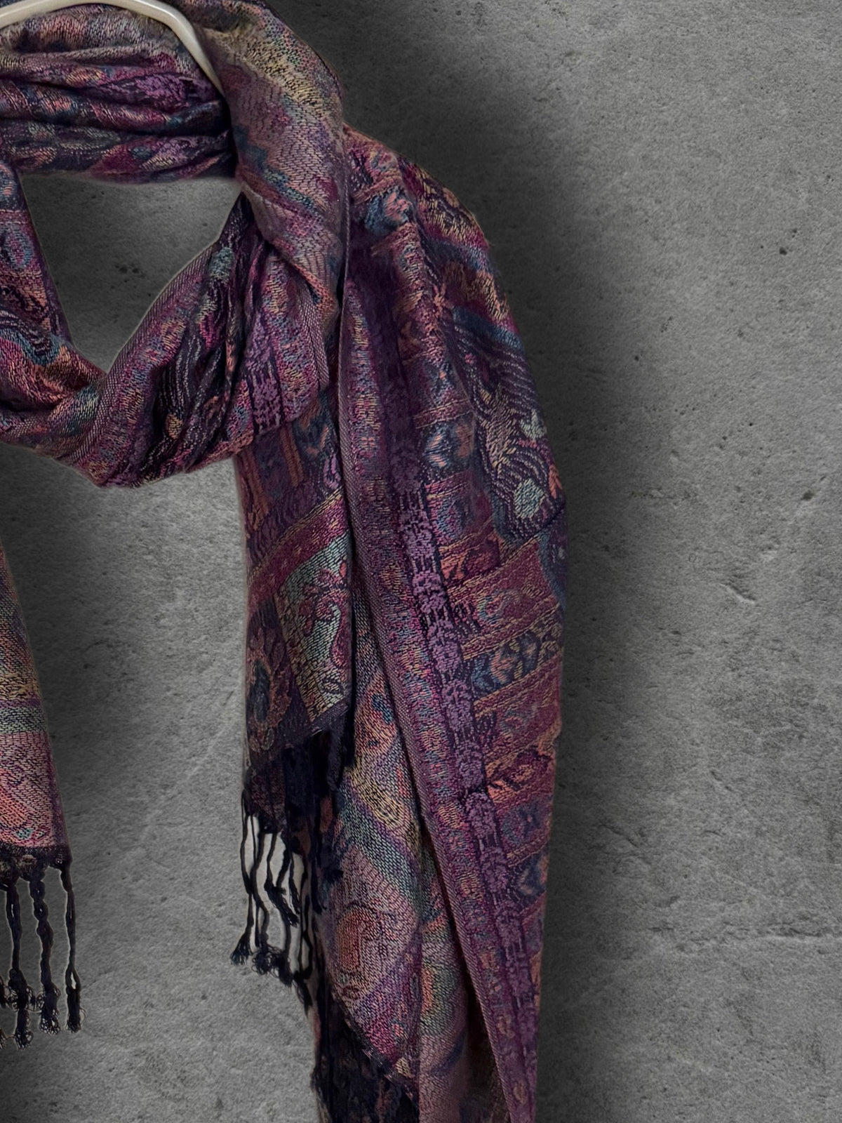 Deep Purple Paisley Autumn Winter Scarf