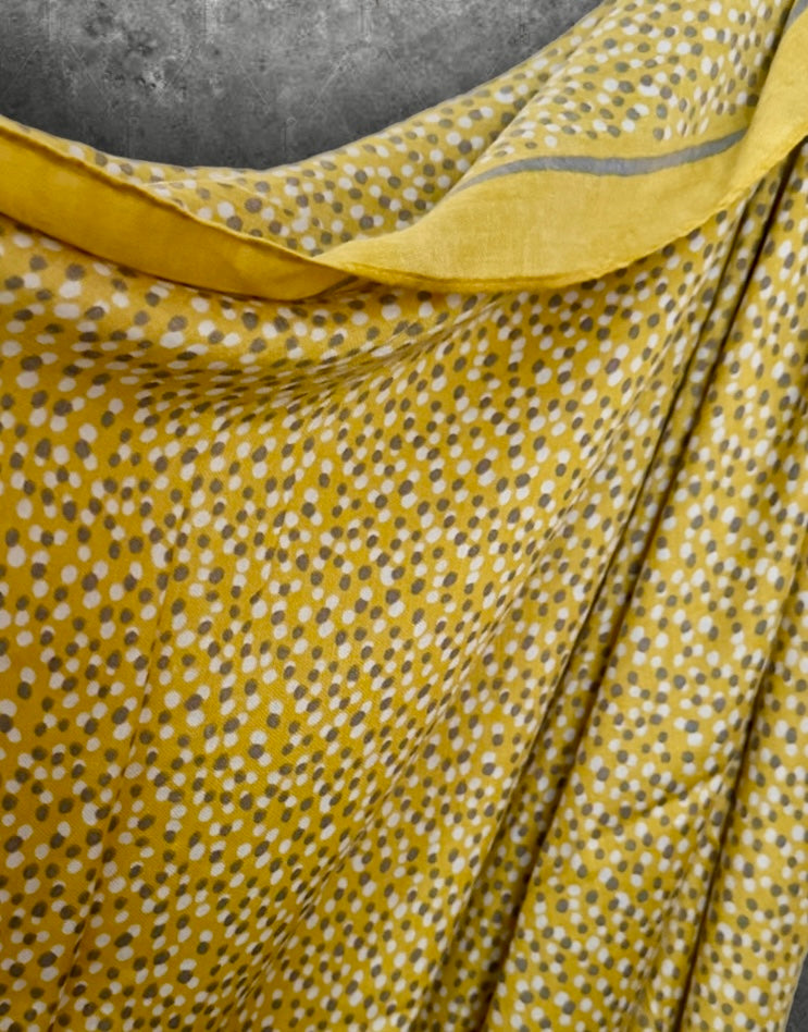 Yellow Micro Polka Dot Cotton Scarf for Women,Lightweight Spring Summer Shawl