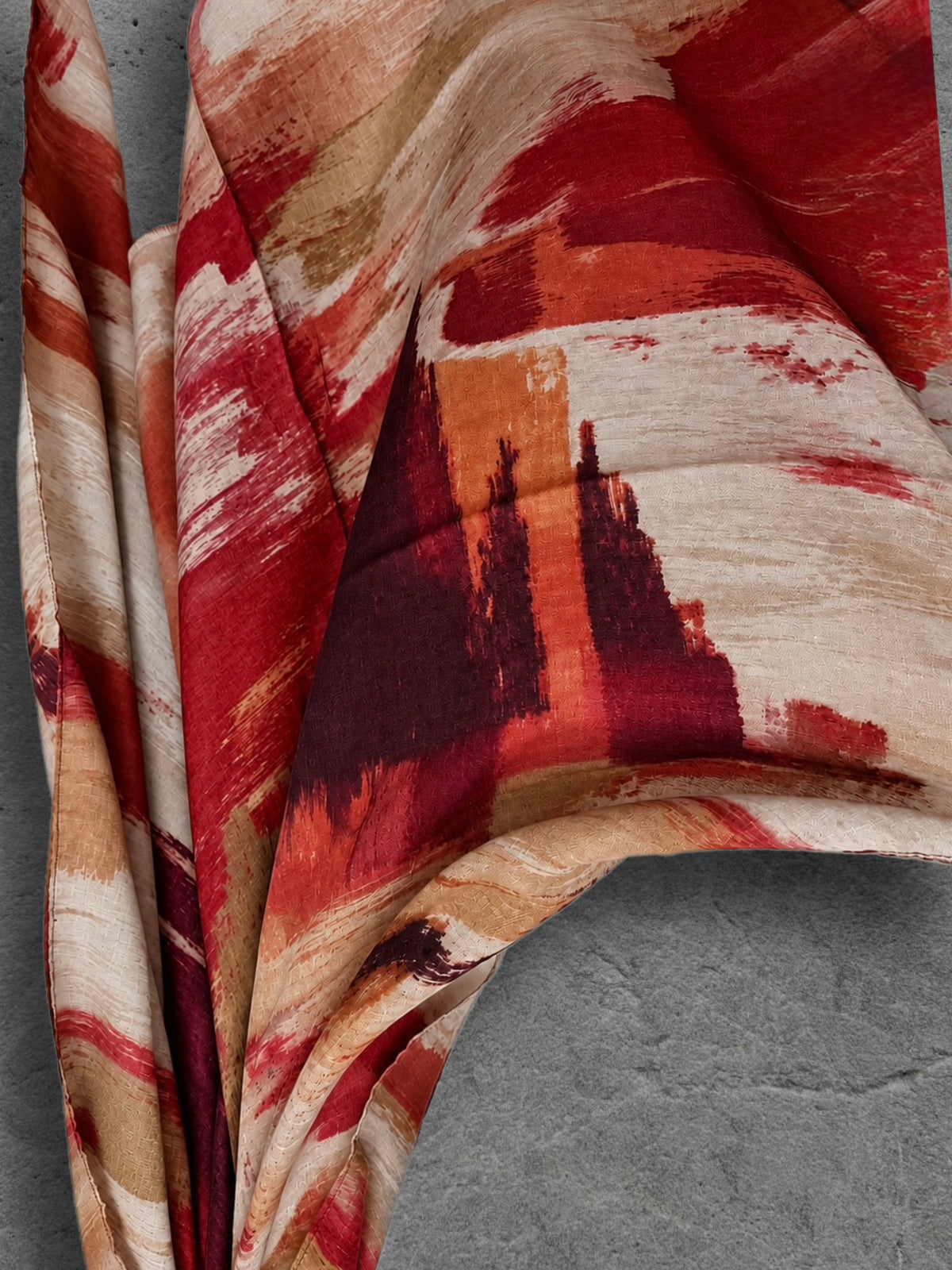 Red Burgundy and Beige Brushstroke Autumn Winter Scarf