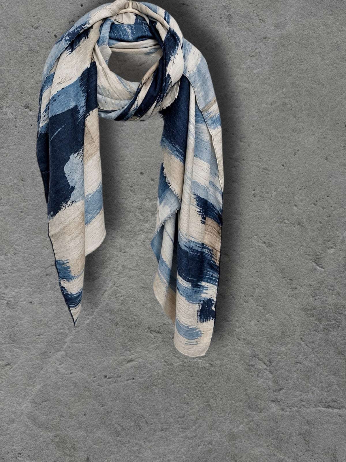 Navy Blue Abstract Brushstroke Winter Scarf