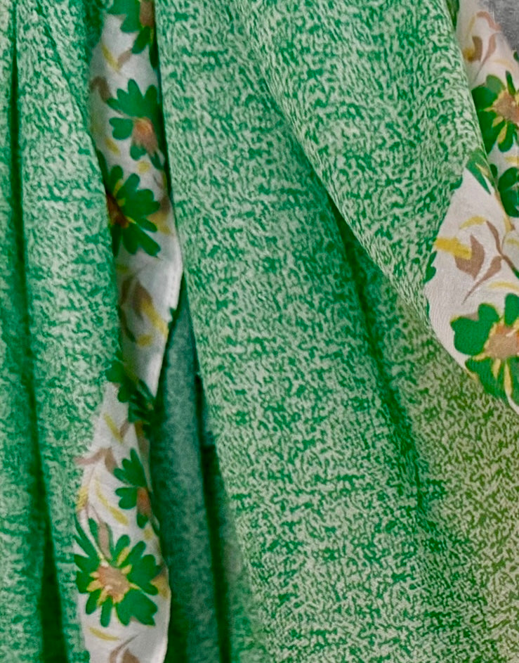 Green Floral Lightweight Cotton Scarf,Summer Wrap for Women