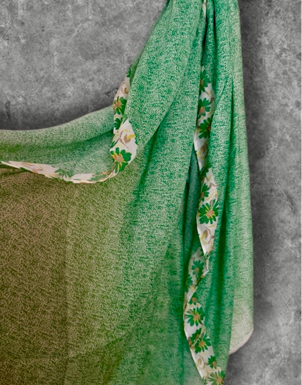 Green Floral Lightweight Cotton Scarf,Summer Wrap for Women