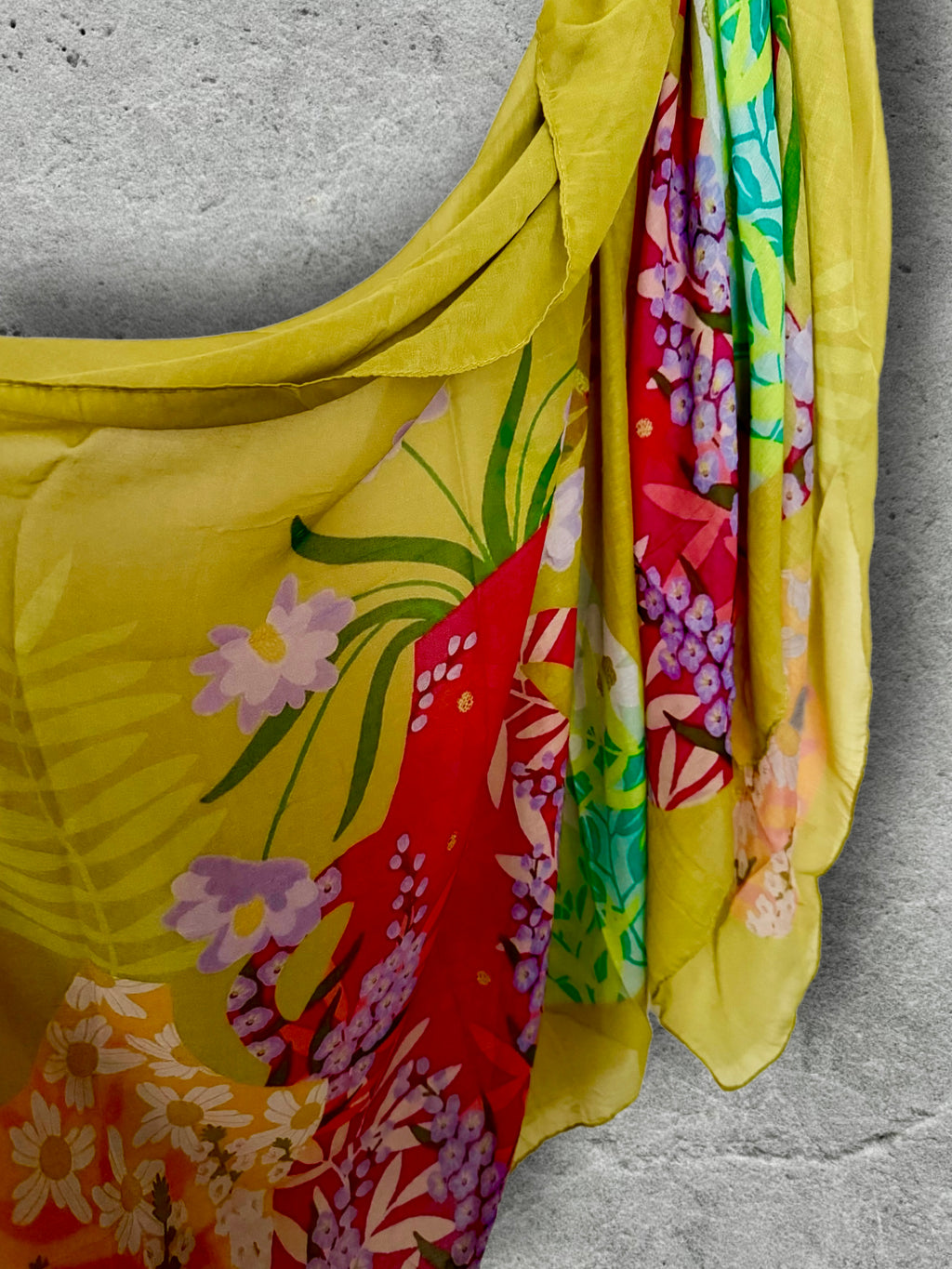 Spring Florals Summer Yellow Scarf for Women,Elegant Lightweight Cotton Shawl