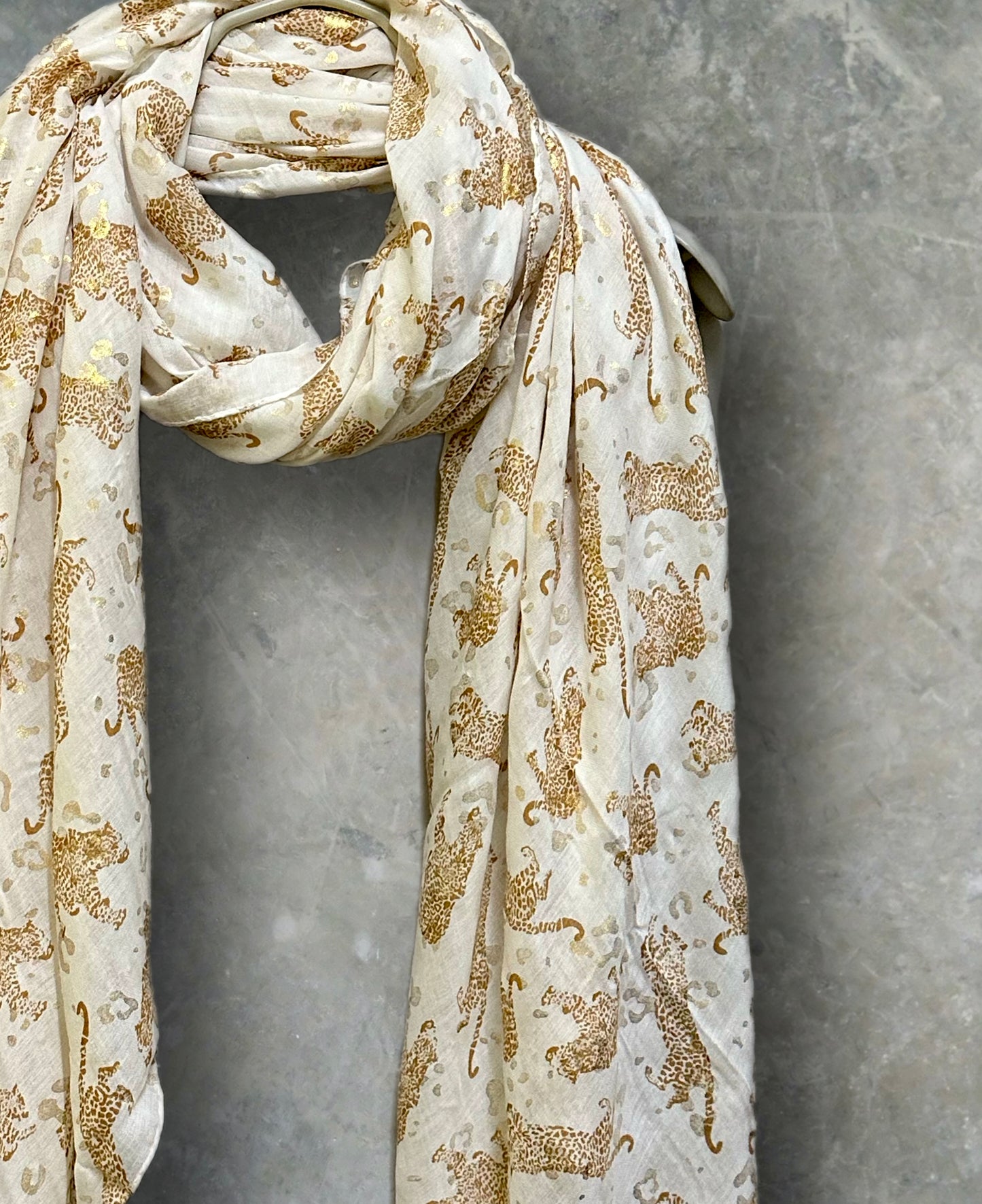 Light Brown classic leopards print off white scarf for women,perfect for any season and great gifts for her,mother,birthday and Christmas