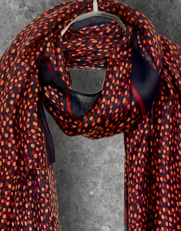 Red Black Polka Dot Cotton Scarf,Elegant Lightweight Shawl Wrap for Women