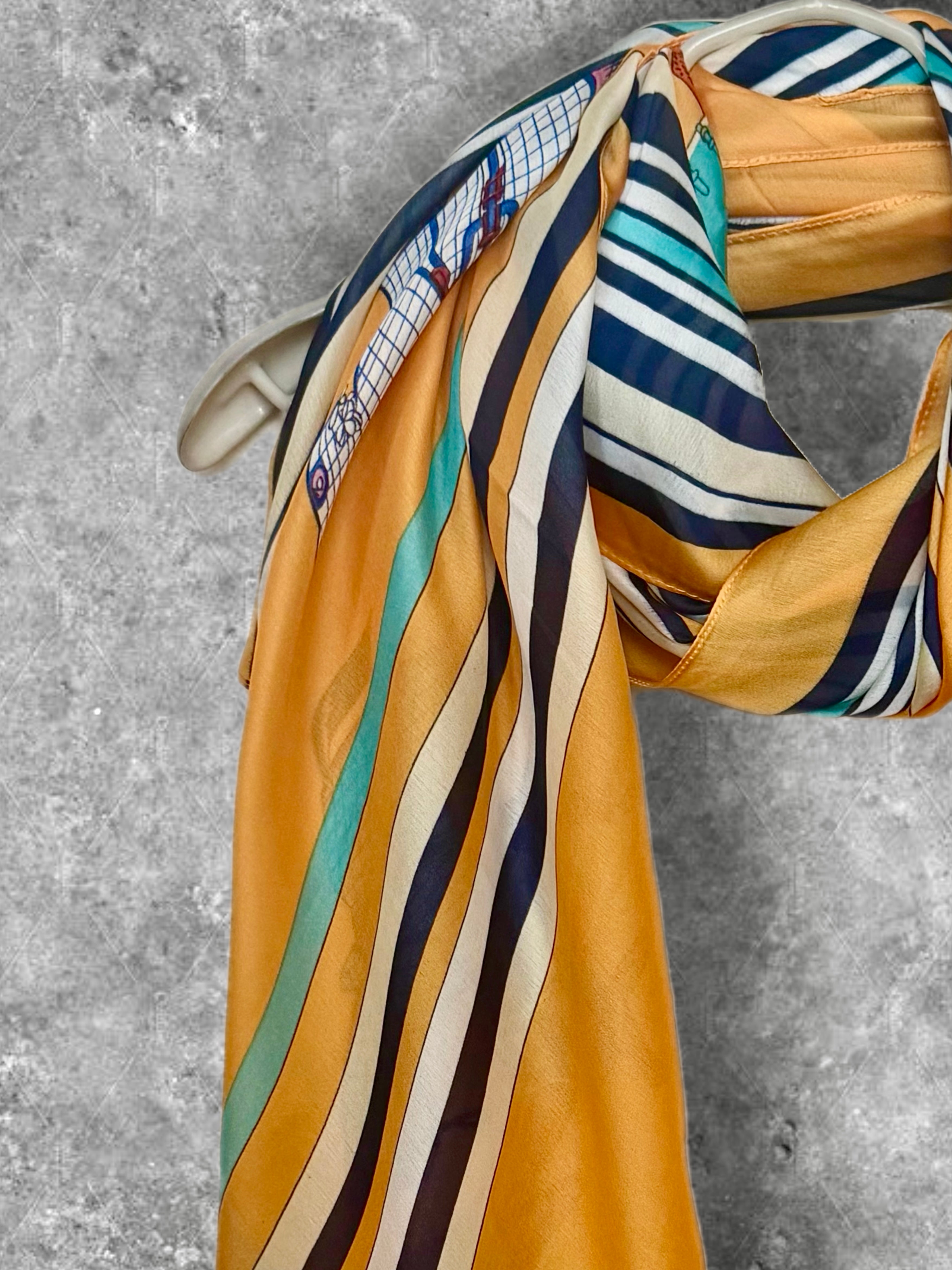 Yellow Silk Scarf for Women,Horse Print Striped Shawl,Equestrian Style Lightweight Summer Wrap