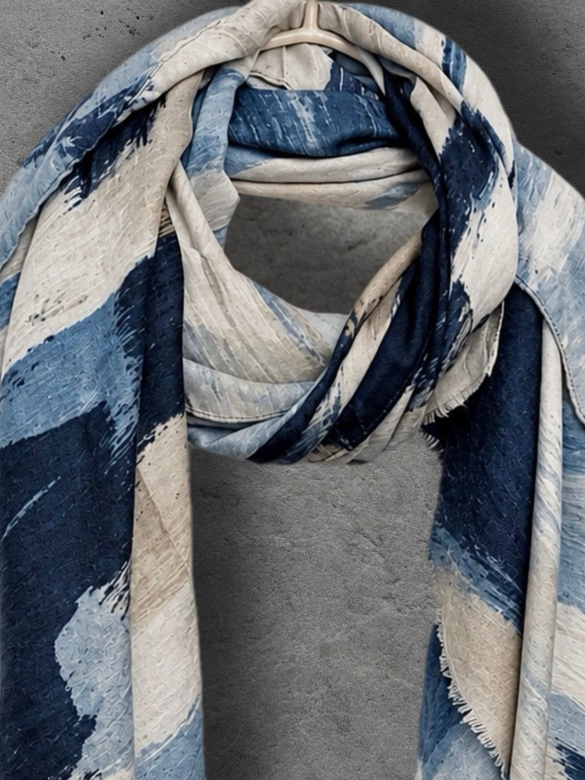 Navy Blue Abstract Brushstroke Winter Scarf
