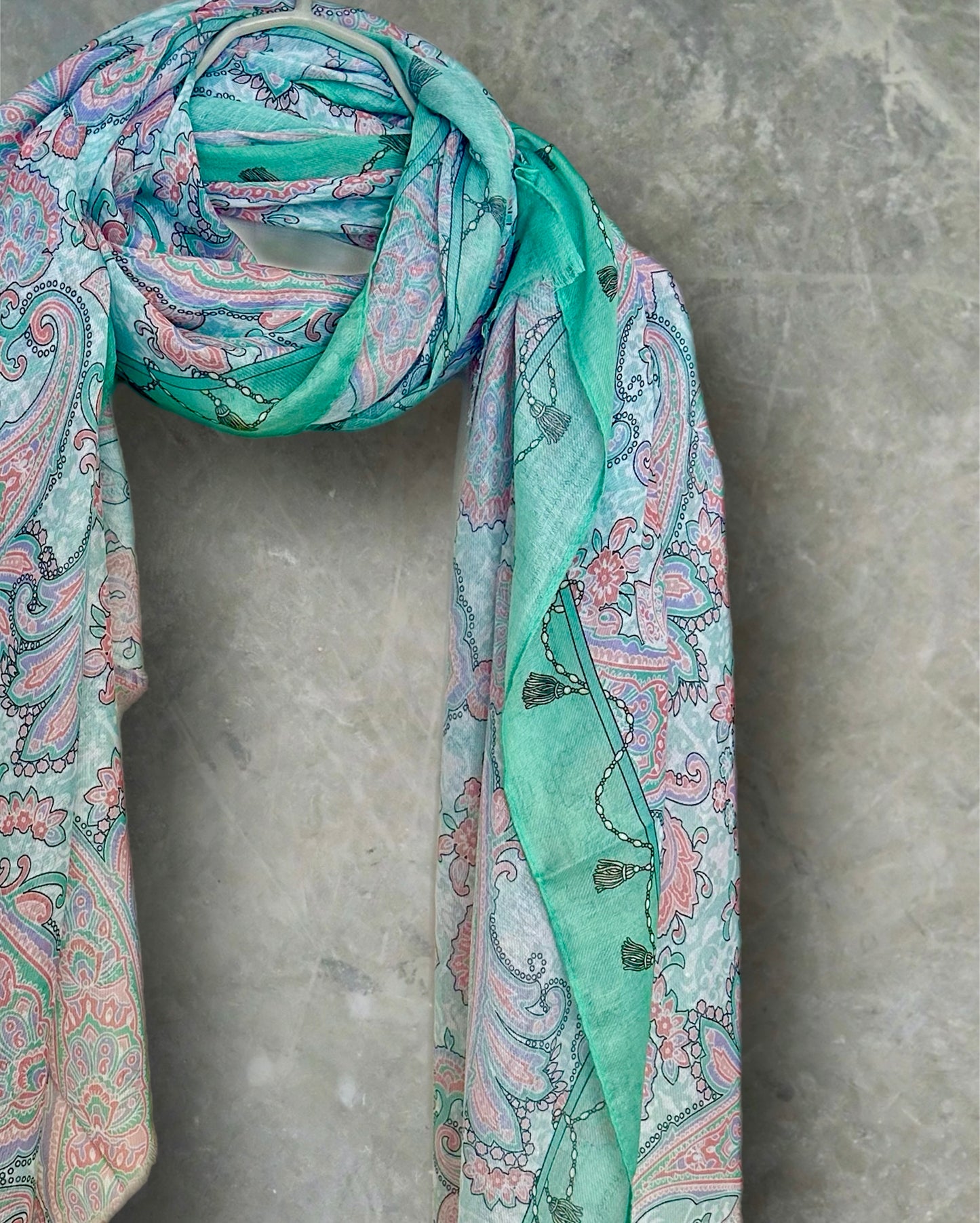 Light Green Paisley Pattern Cotton Scarf,Perfect for Gifting Women on Mother's Day,Birthdays,Christmas, Suitable for Every Season