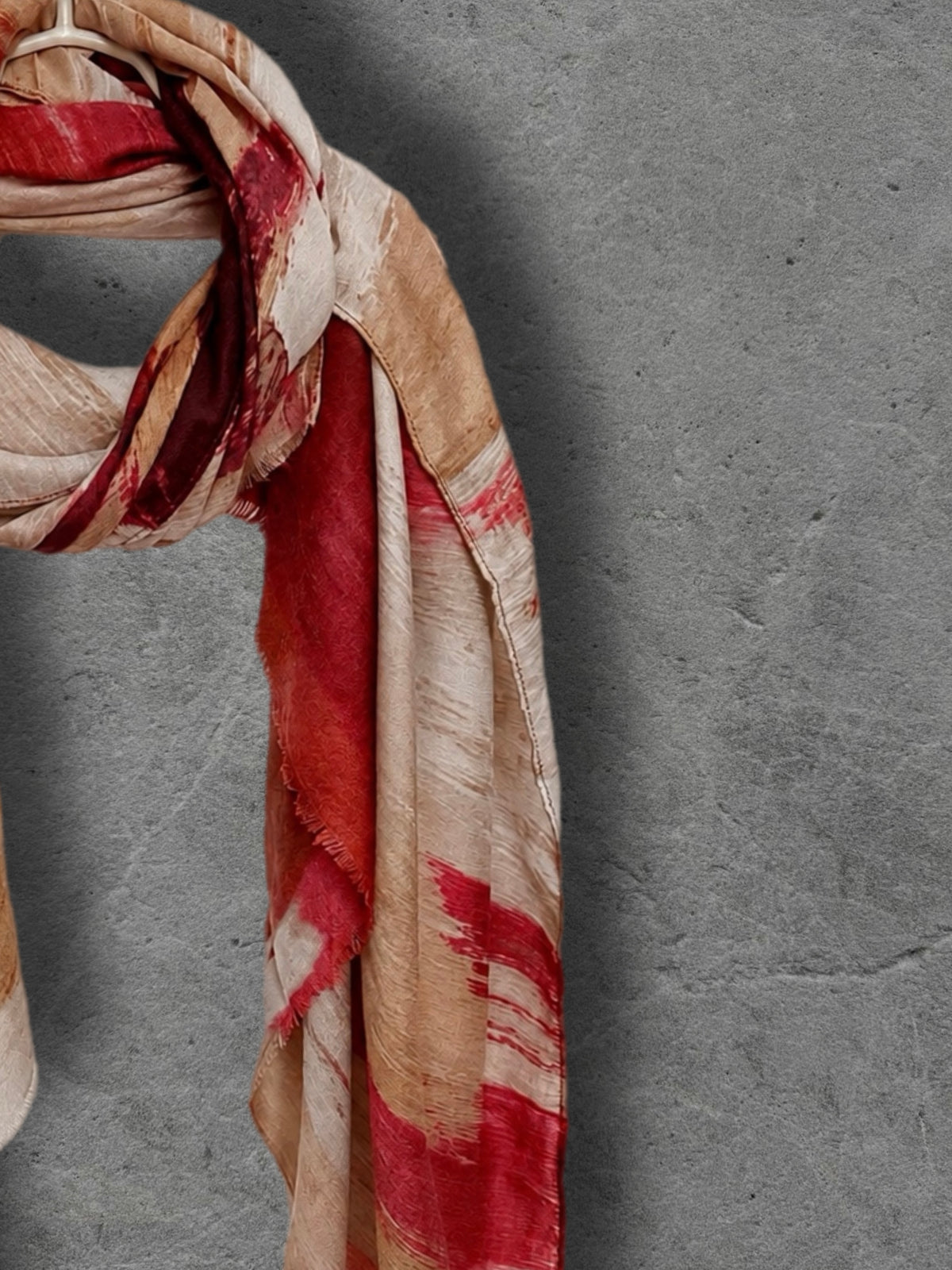 Red Burgundy and Beige Brushstroke Autumn Winter Scarf