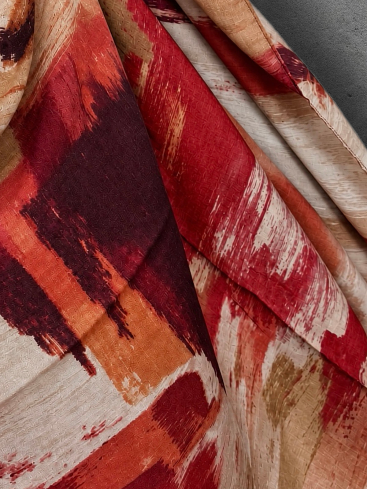 Red Burgundy and Beige Brushstroke Autumn Winter Scarf
