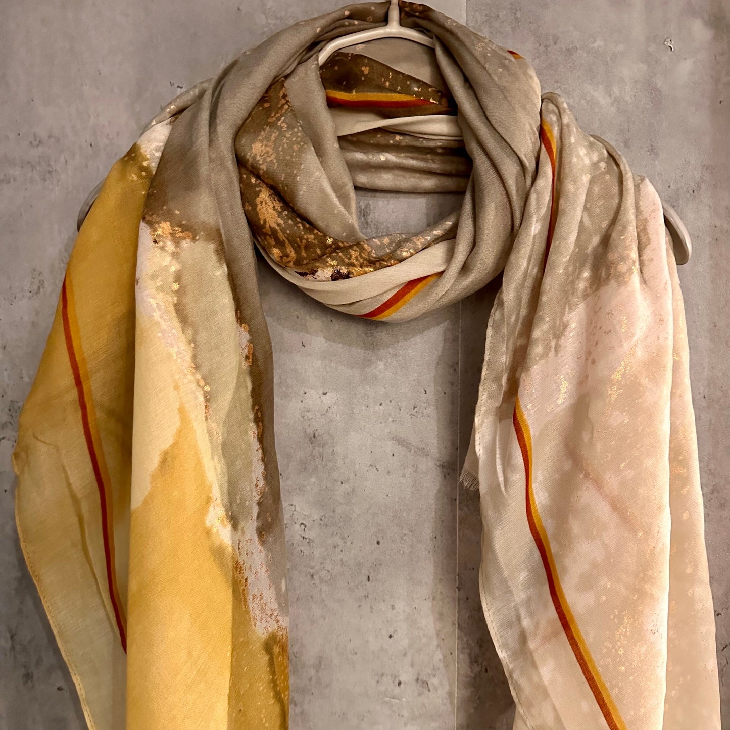 Watercolours Pattern Gold Dusk Beige Cotton Blend Scarf/Summer Autumn Scarf/Scarf Women/Gift For Her Birthday Christmas/Gifts For Mum