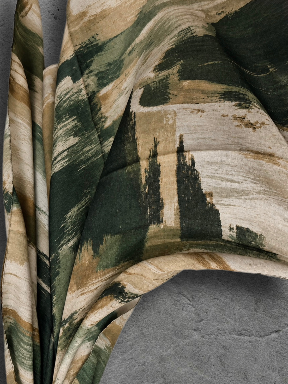 Forest Green Abstract Brushstroke Autumn Winter Scarf