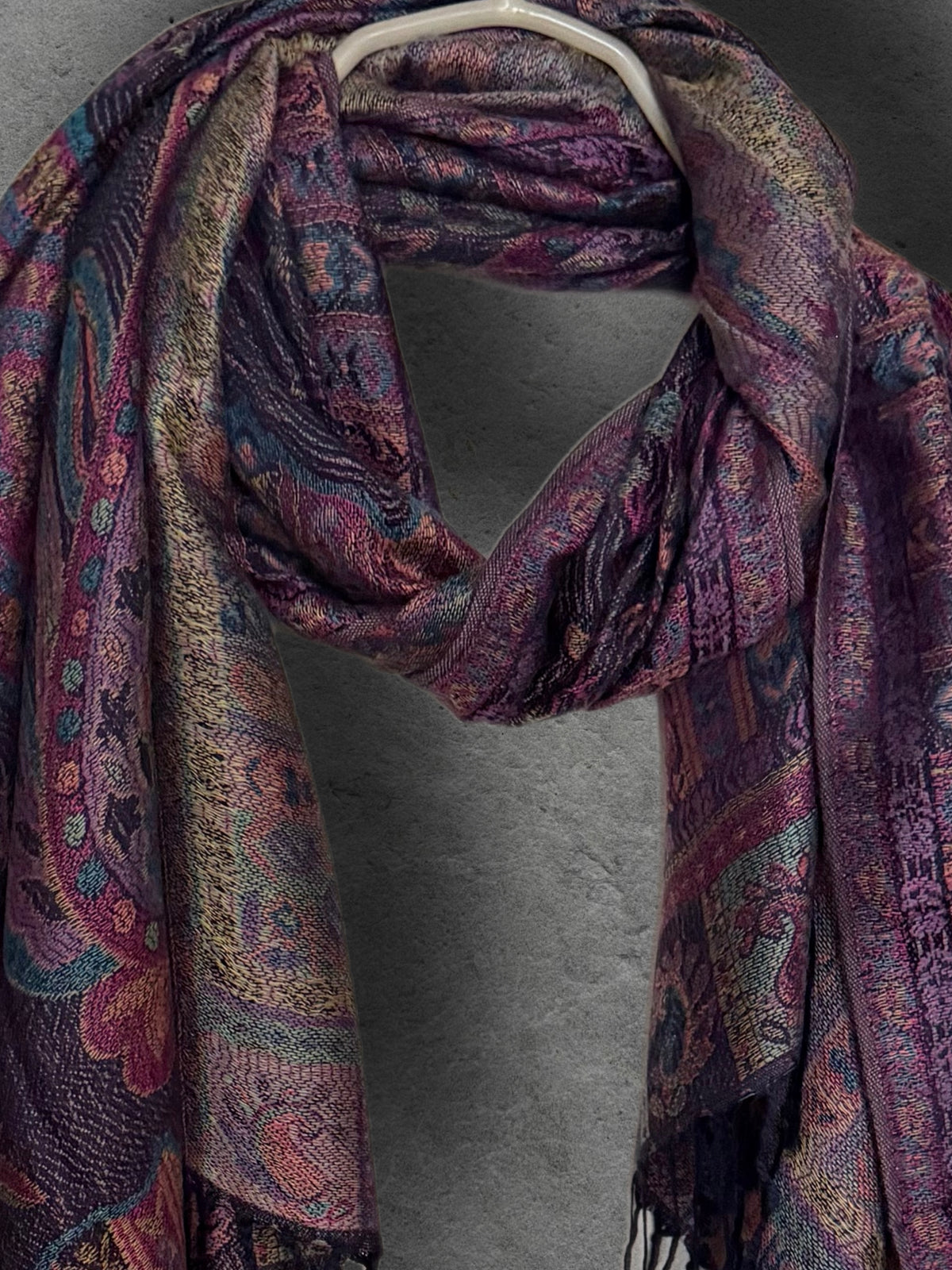 Deep Purple Paisley Autumn Winter Scarf