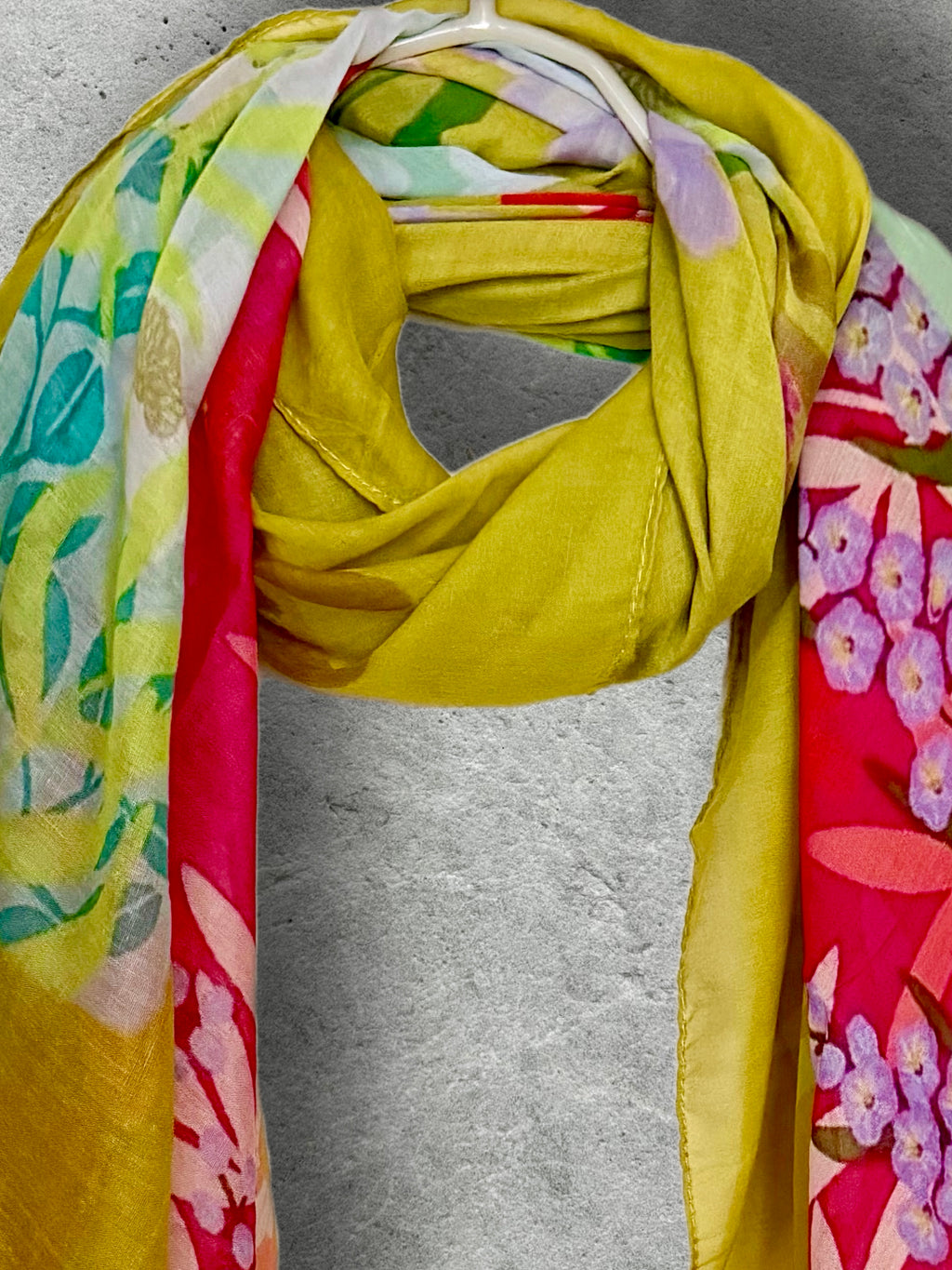 Spring Florals Summer Yellow Scarf for Women,Elegant Lightweight Cotton Shawl
