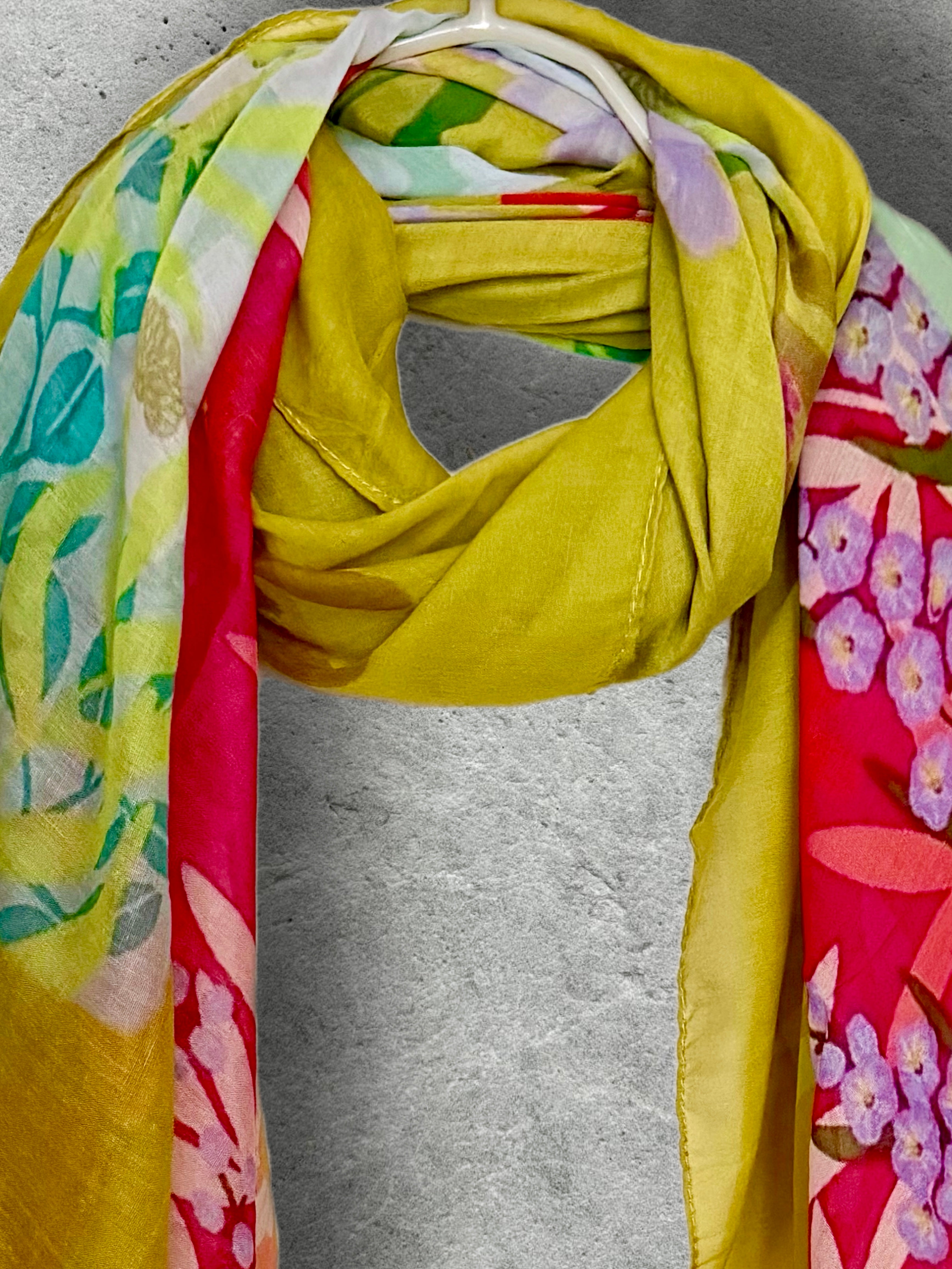 Spring Florals Summer Yellow Scarf for Women,Elegant Lightweight Cotton Shawl