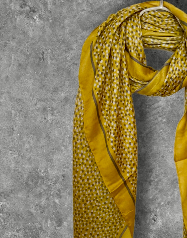 Yellow Micro Polka Dot Cotton Scarf for Women,Lightweight Spring Summer Shawl