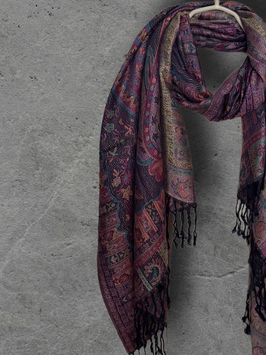 Deep Purple Paisley Autumn Winter Scarf