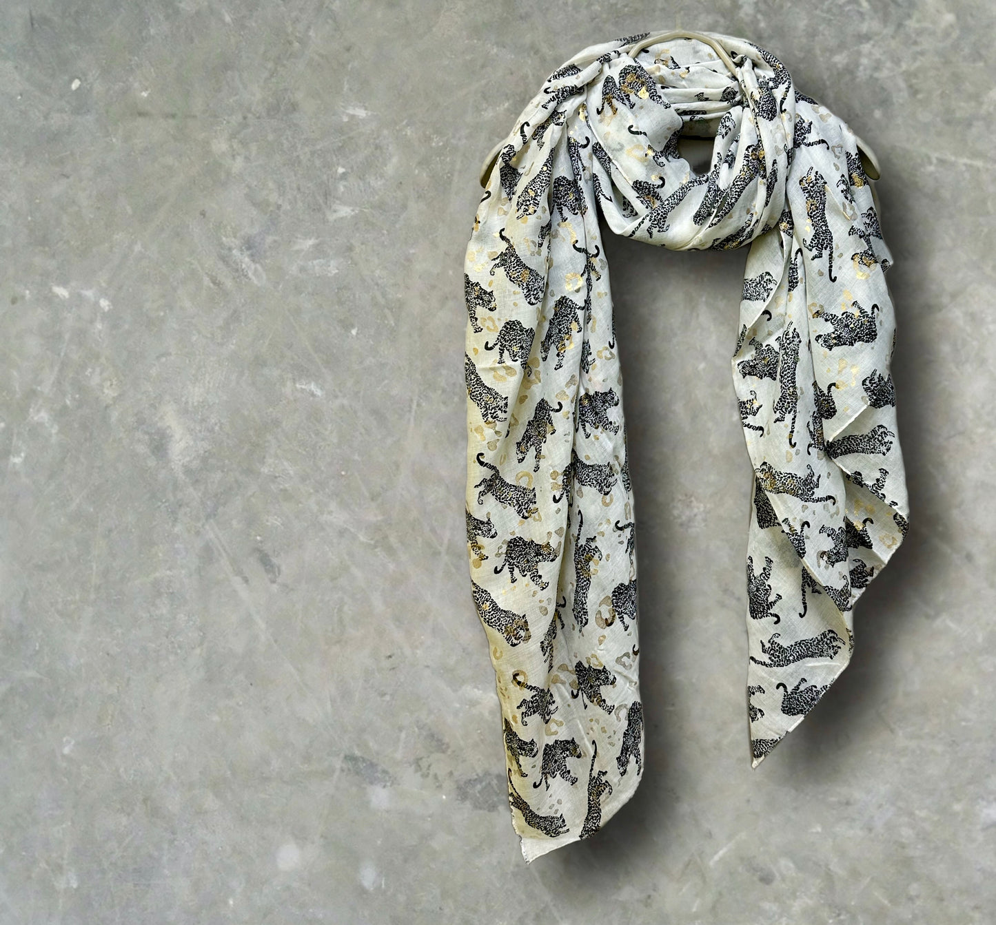 Black classic leopards print off white scarf for women,perfect for any season and great gifts for her,mother,birthday and Christmas