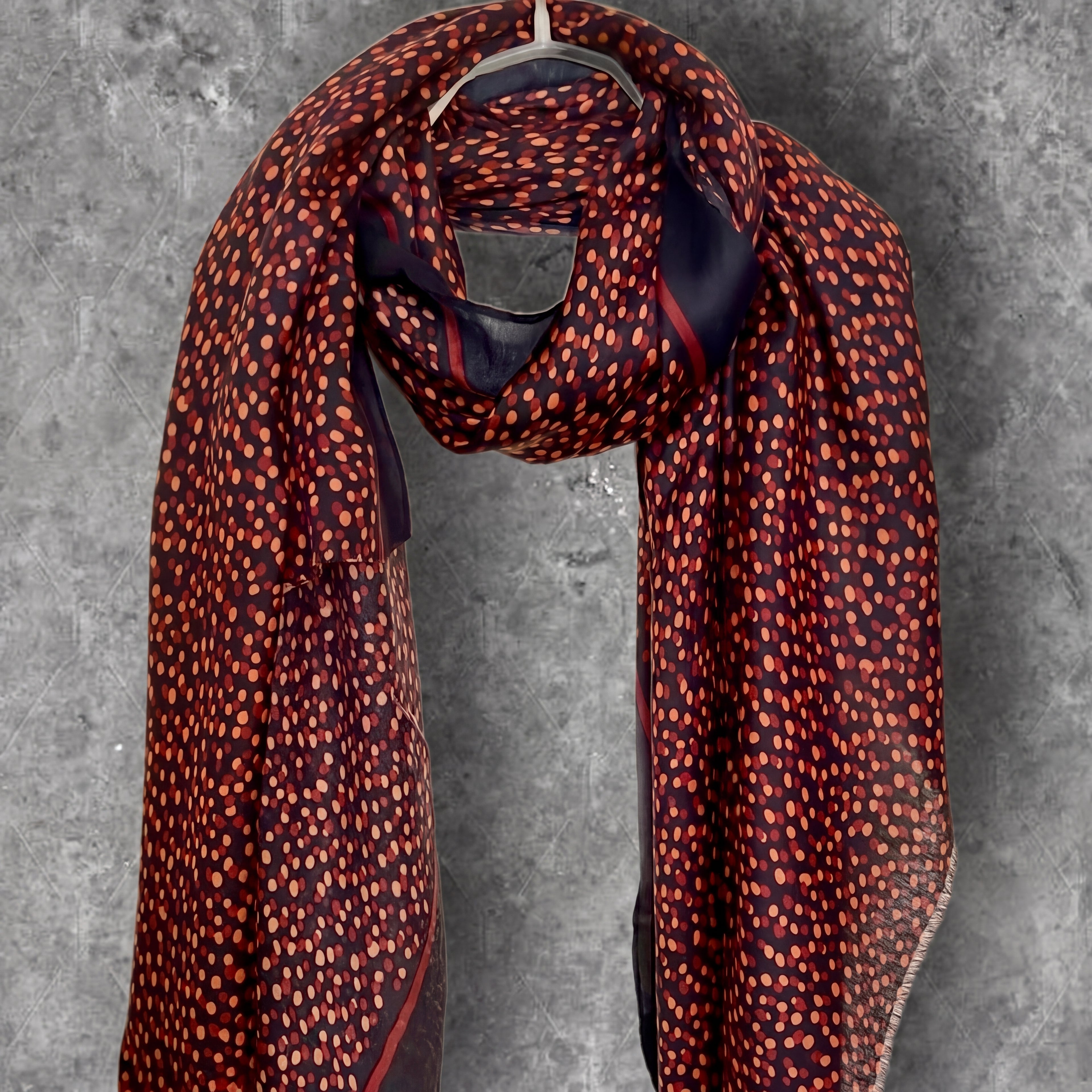 Red Black Polka Dot Cotton Scarf,Elegant Lightweight Shawl Wrap for Women