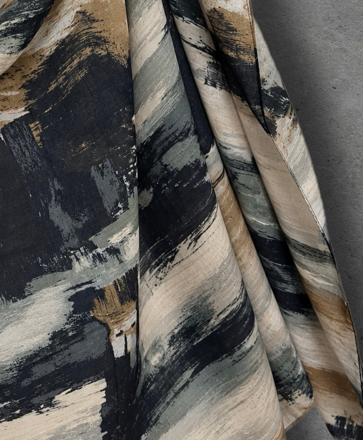 Black Beige Camel Brushstroke Autumn Winter Scarf