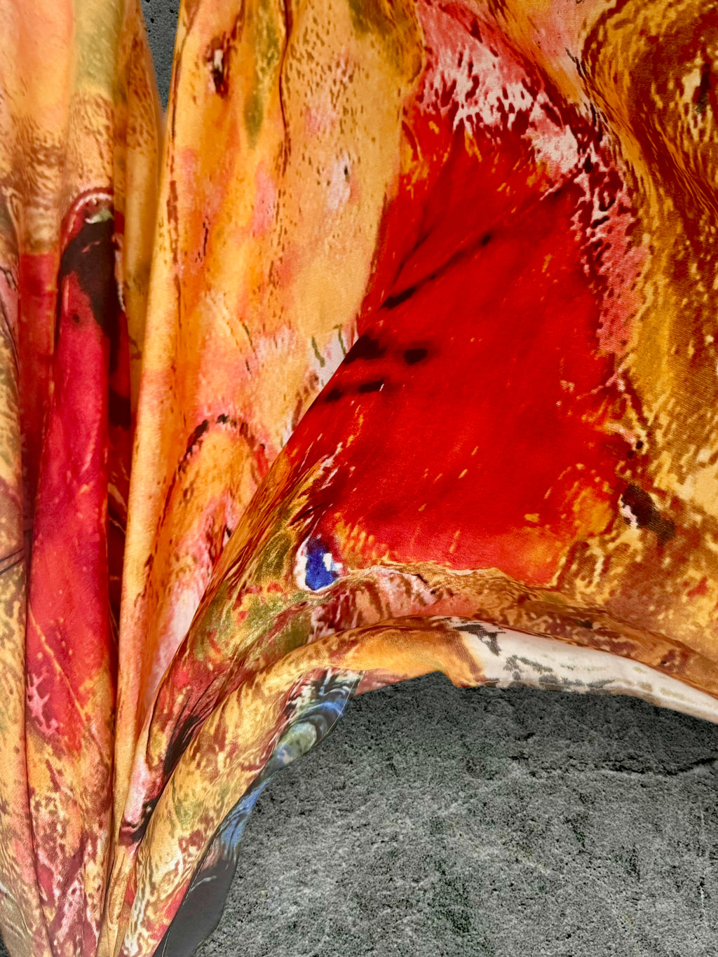 Abstract Silk Scarf for Women in Bold Orange & Red Artistic Wrap,Suitable for All Season,Great Gifts for Her,Mom,Birthday or Christmas