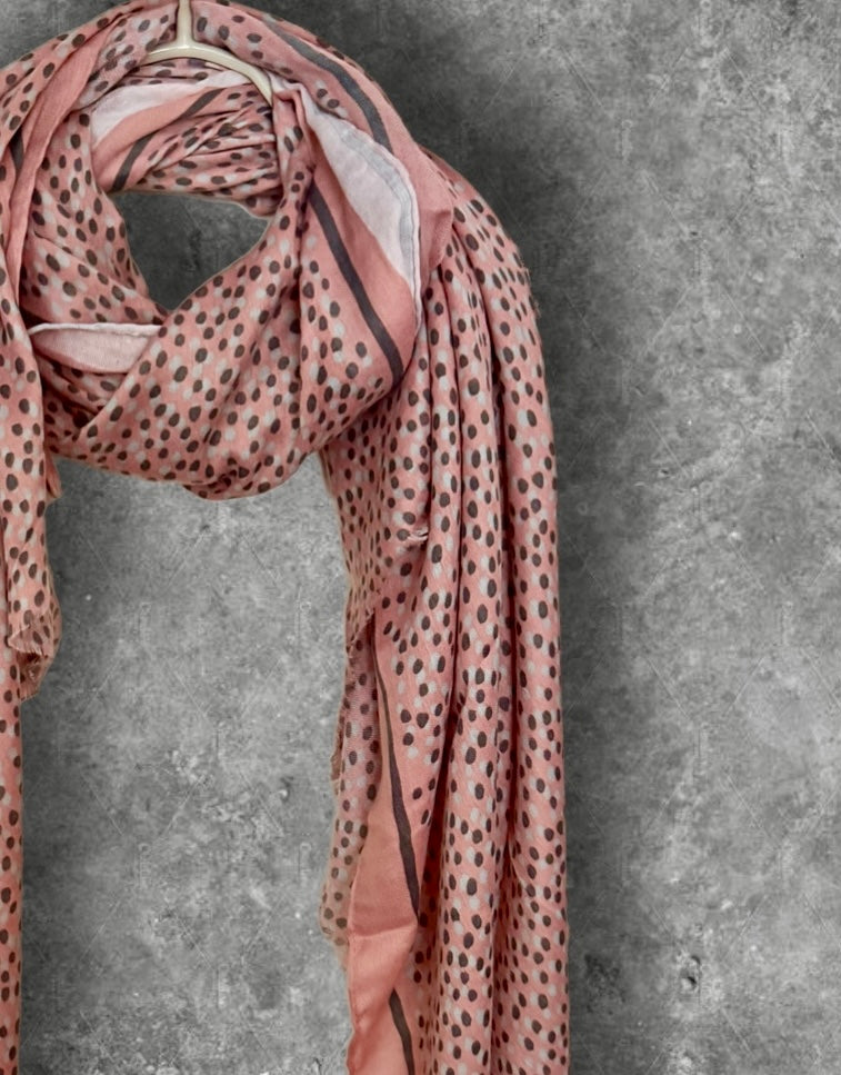 Pink Small Polka Dot Cotton Scarf for Women,Soft Lightweight Summer Shawl