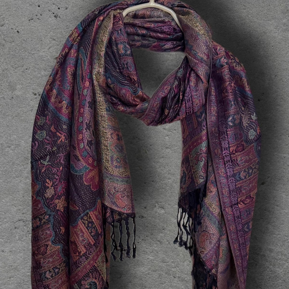 Deep Purple Paisley Autumn Winter Scarf