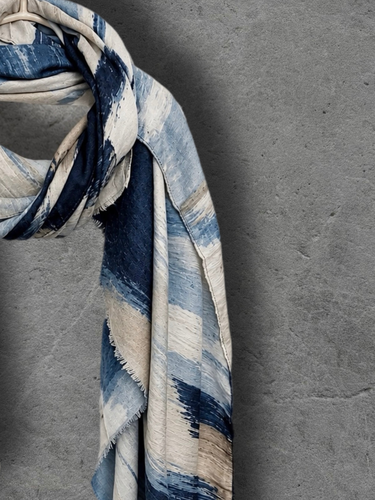 Navy Blue Abstract Brushstroke Winter Scarf