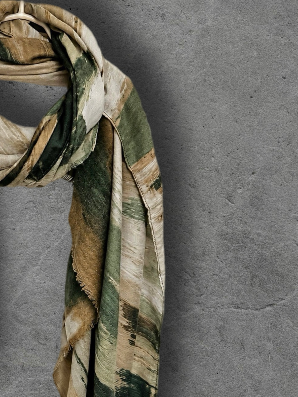 Forest Green Abstract Brushstroke Autumn Winter Scarf