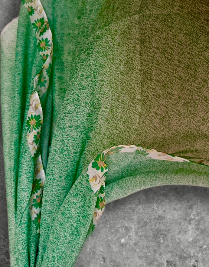 Green Floral Lightweight Cotton Scarf,Summer Wrap for Women