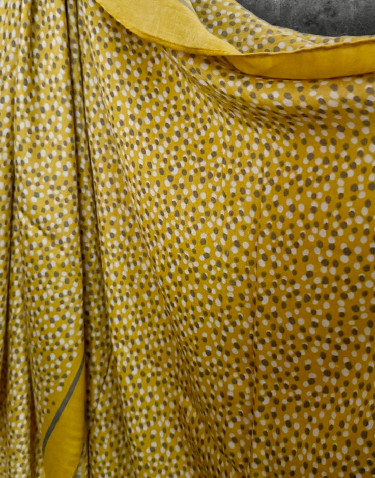 Yellow Micro Polka Dot Cotton Scarf for Women,Lightweight Spring Summer Shawl